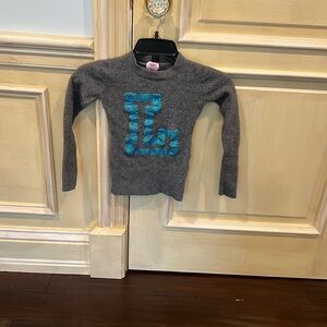 Girls Cashmere Grey and Blue Sweater
